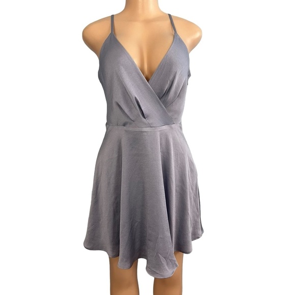 3/$30 🍂 Express Periwinkle Mini Fit and Flare Dress - Picture 1 of 9